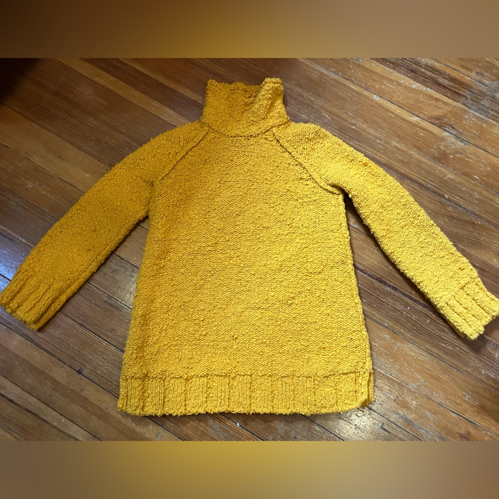 Anthropologie Moth Gold Yellow Oversized Turtleneck Sweater, Size Small